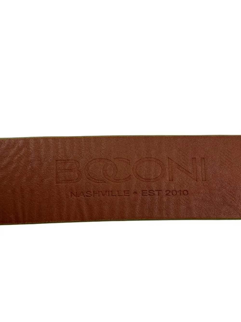 Boconi Genuine Pebbled Leather Belt With Green Edge Trim Mens 36 Brown